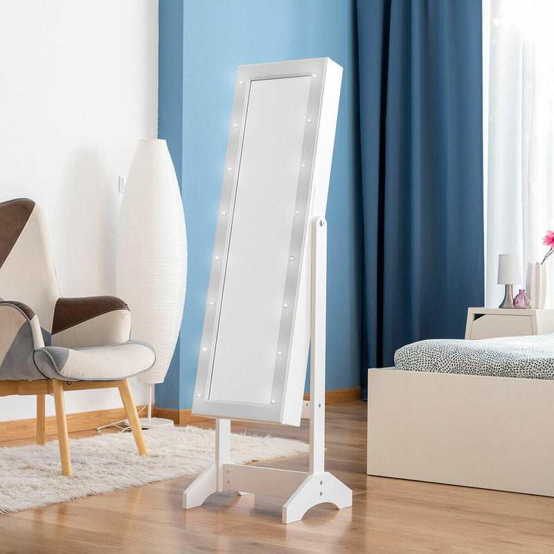 Espelho de Pé com Porta-Joias e LED PickMeDeals