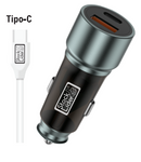 Carregador de Carro USB + Tipo C com Cabo PickMeDeals