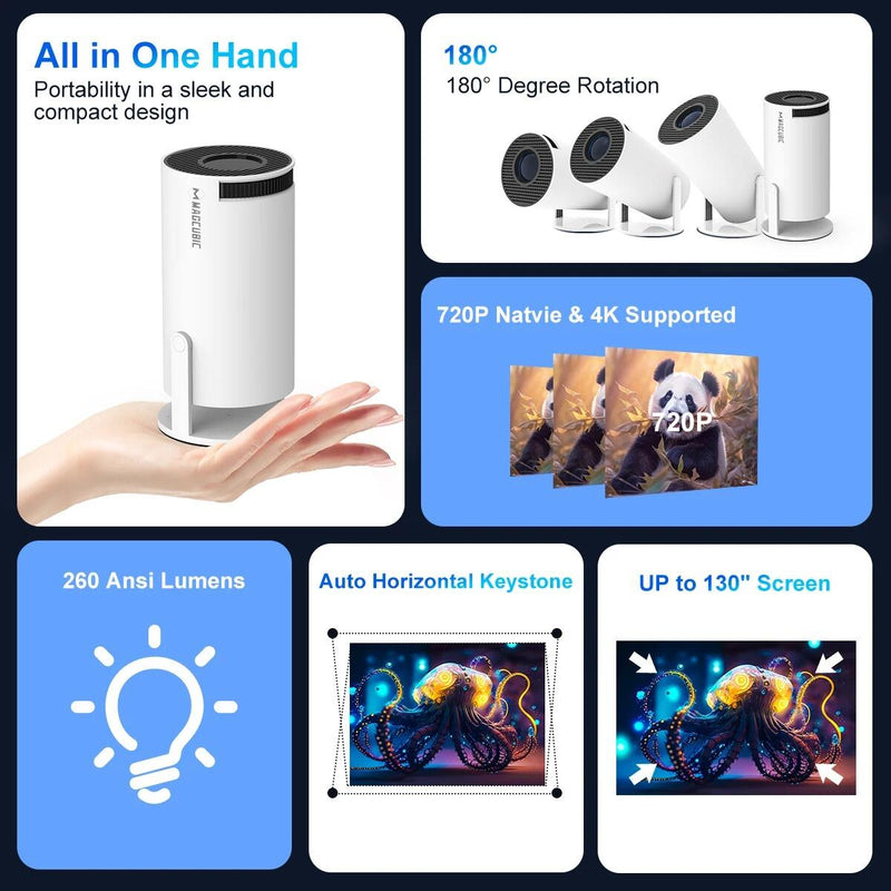 Projetor Portátil HD 1080p com Suporte 4K PickMeDeals