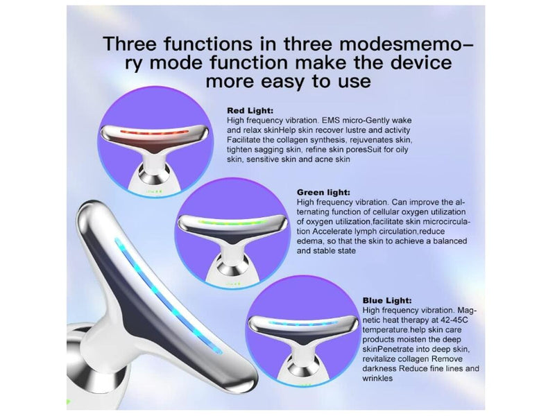 Massajador Facial 3 em 1 com Tecnologia de LED, Vibração e Lifting PickMeDeals