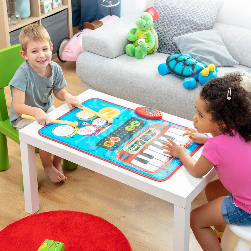 Tapete Musical Infantil 2 em 1 com Teclado e Bateria PickMeDeals