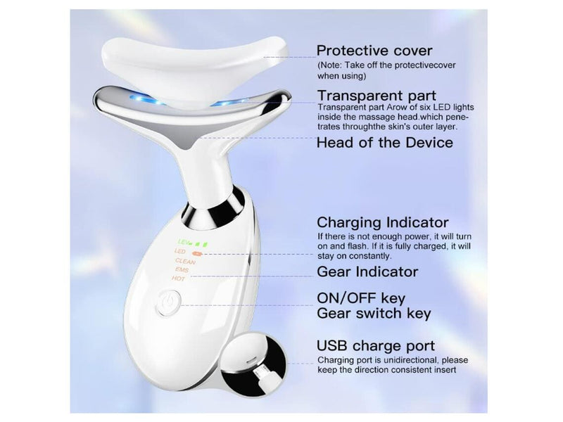 Massajador Facial 3 em 1 com Tecnologia de LED, Vibração e Lifting PickMeDeals