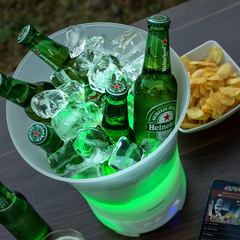 Balde para Gelo com Luz LED e Altifalante Bluetooth 3 em 1 PickMeDeals