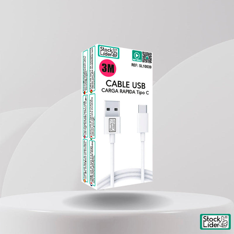 Cabo USB Tipo C 3 Metros PickMeDeals